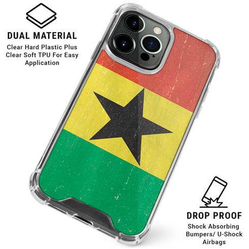 Ghana Flag Distressed iPhone 16 Pro Clear Case