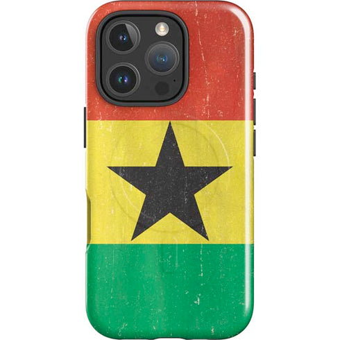 Ghana Flag Distressed iPhone 16 Pro Magsafe Impact Case