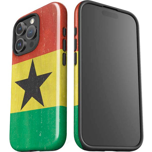 Ghana Flag Distressed iPhone 16 Pro Max Impact Case