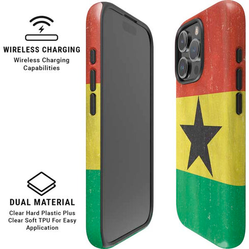 Ghana Flag Distressed iPhone 16 Pro Max Magsafe Impact Case