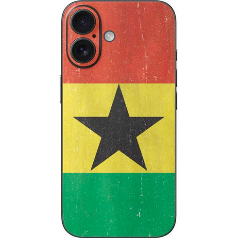Ghana Flag Distressed iPhone 16 Skin