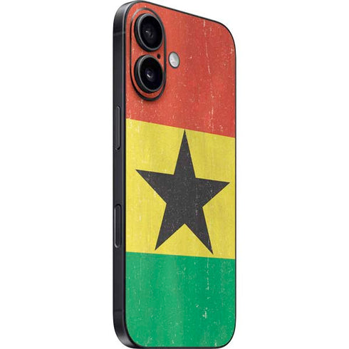 Ghana Flag Distressed iPhone 16 Skin