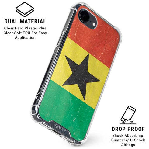 Ghana Flag Distressed iPhone 16e Clear Case