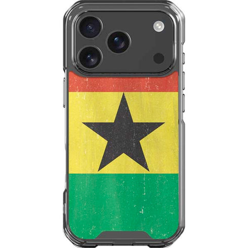 Ghana Flag Distressed iPhone 18 Pro Clear Case