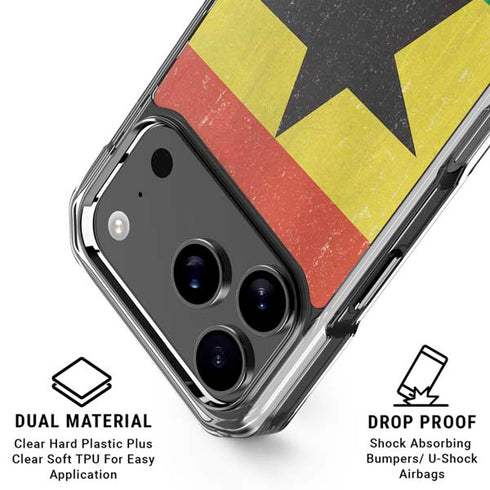 Ghana Flag Distressed iPhone 18 Pro Clear Case