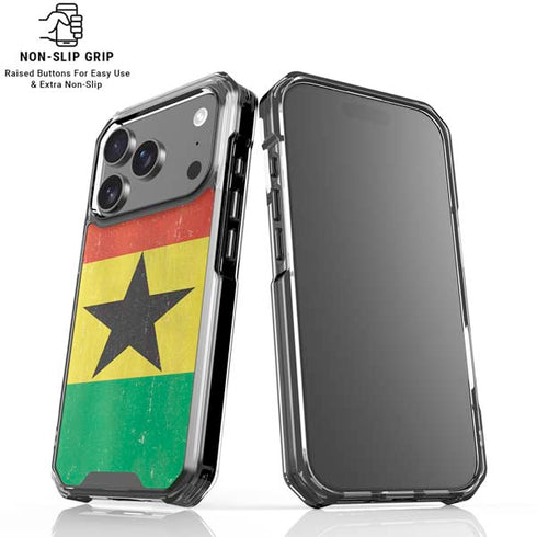 Ghana Flag Distressed iPhone 18 Pro Clear Case