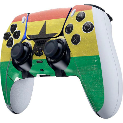 Ghana Flag Distressed PS5 DualSense Edge Pro Controller Skin