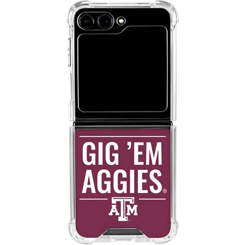 Texas A&M University Gig Em Aggies Galaxy Z Flip6 Clear Case