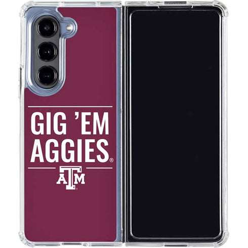 Texas A&M University Gig Em Aggies Galaxy Z Fold5 5G Clear Case