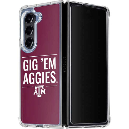 Texas A&M University Gig Em Aggies Galaxy Z Fold5 5G Clear Case
