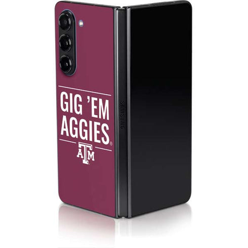 Texas A&M University Gig Em Aggies Galaxy Z Fold5 5G Skin
