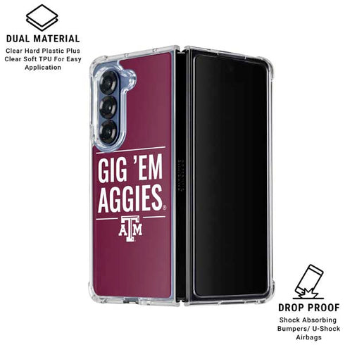 Texas A&M University Gig Em Aggies Galaxy Z Fold7 Clear Case