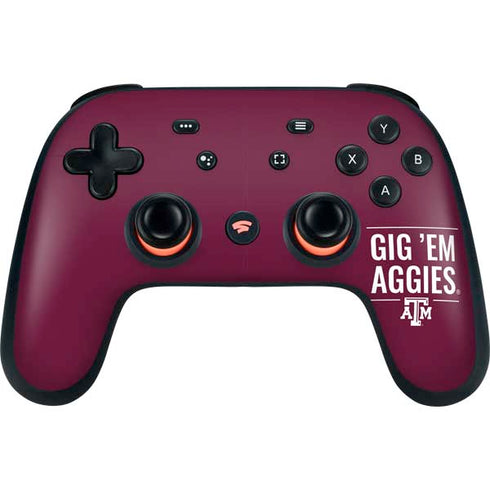 Texas A&M University Gig Em Aggies Google Stadia Controller Skin