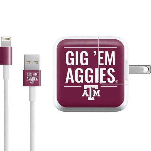 Texas A&M University Gig Em Aggies iPad Charger (10W USB) Skin