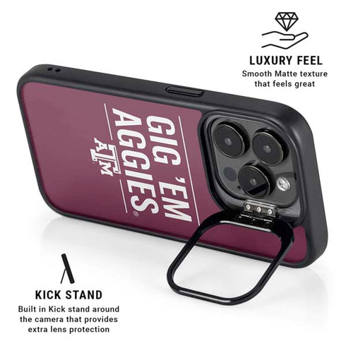 Texas A&M University Gig Em Aggies iPhone 14 Pro Max Kickstand Case