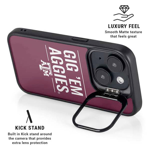 Texas A&M University Gig Em Aggies iPhone 15 Kickstand Case