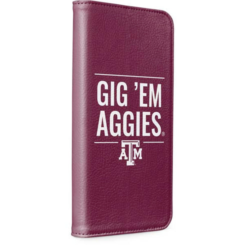 Texas A&M University Gig Em Aggies iPhone 15 Plus Folio Case