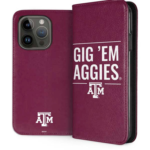 Texas A&M University Gig Em Aggies iPhone 15 Pro Folio Case