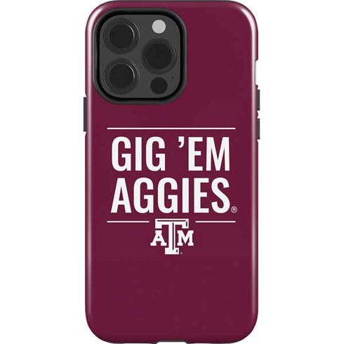 Texas A&M University Gig Em Aggies iPhone 15 Pro Impact Case