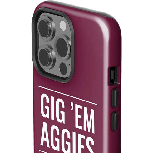 Texas A&M University Gig Em Aggies iPhone 15 Pro Impact Case