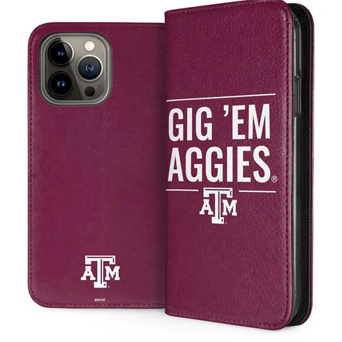 Texas A&M University Gig Em Aggies iPhone 15 Pro Max Folio Case
