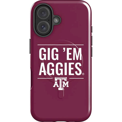 Texas A&M University Gig Em Aggies iPhone 16 Magsafe Impact Case