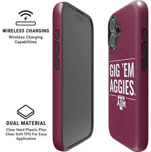 Texas A&M University Gig Em Aggies iPhone 16 Magsafe Impact Case