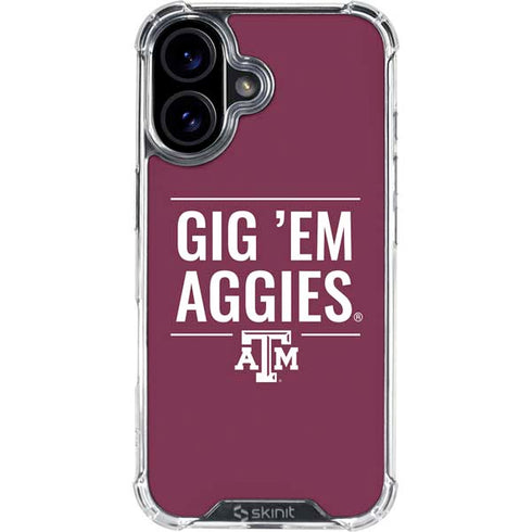 Texas A&M University Gig Em Aggies iPhone 16 Plus Clear Case