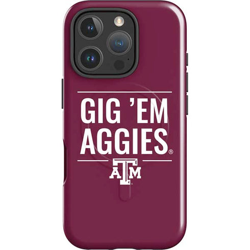 Texas A&M University Gig Em Aggies iPhone 16 Pro Magsafe Impact Case