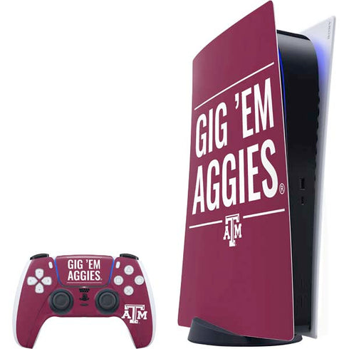 Texas A&M University Gig Em Aggies PlayStation PS5 Skins