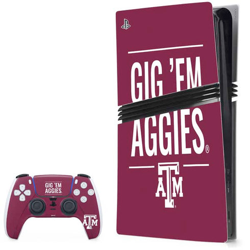 Texas A&M University Gig Em Aggies PS5 Pro Bundle Skin