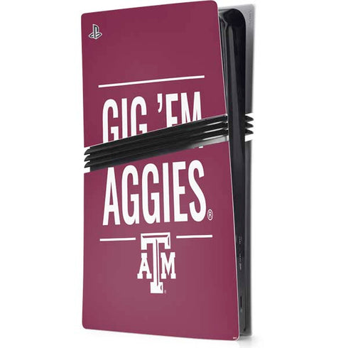 Texas A&M University Gig Em Aggies PS5 Pro Console Skin