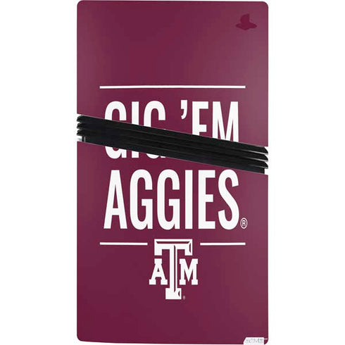 Texas A&M University Gig Em Aggies PS5 Pro Console Skin