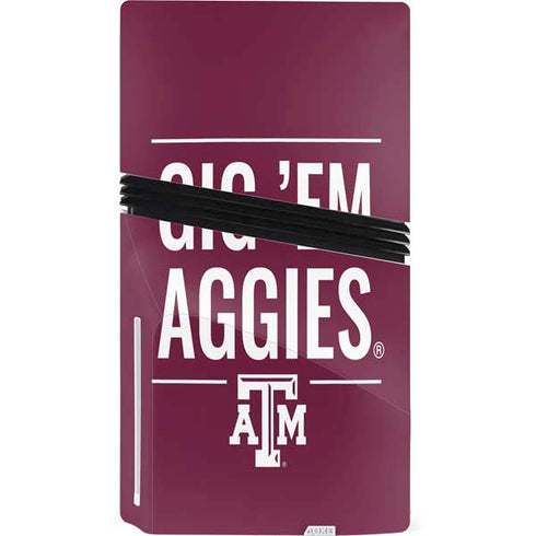 Texas A&M University Gig Em Aggies PS5 Pro Disk Console Skin