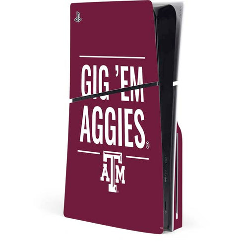 Texas A&M University Gig Em Aggies PlayStation PS5 Skins