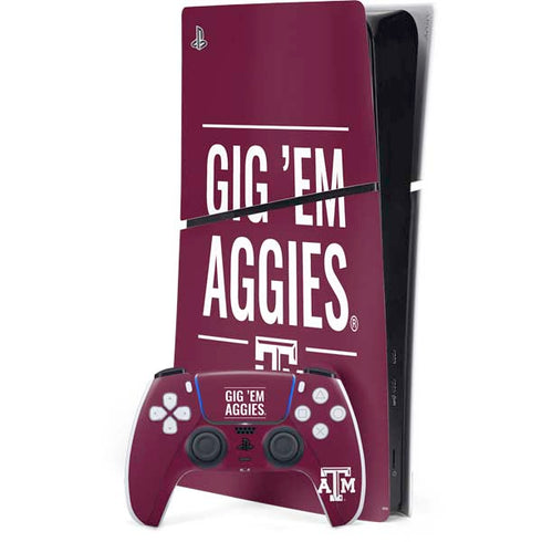 Texas A&M University Gig Em Aggies PlayStation PS5 Skins