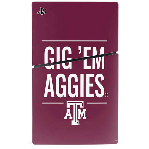 Texas A&M University Gig Em Aggies PS5 Slim Digital Edition Console Skin