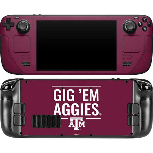 Texas A&M University Gig Em Aggies Steam Deck Handheld Gaming Computer OLED Skin