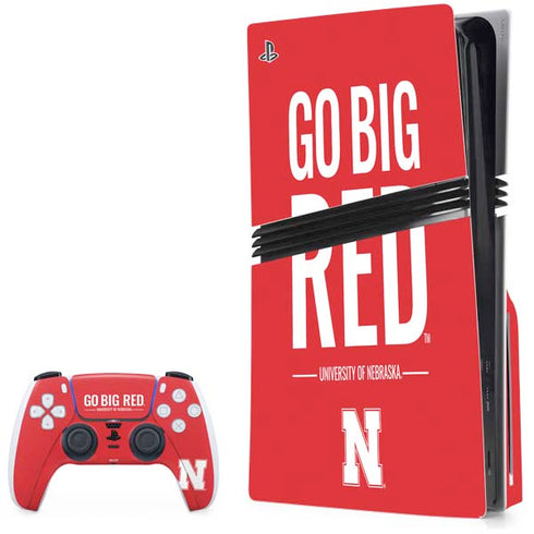 University of Nebraska Go Big Red PS5 Pro Disk Bundle Skin
