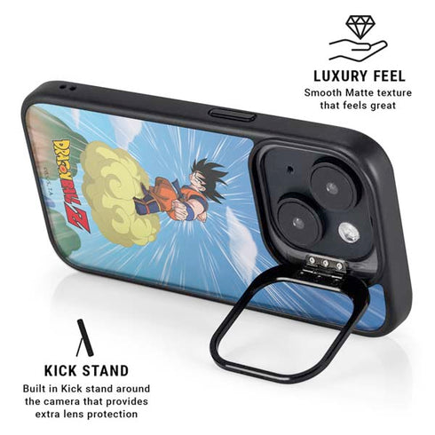Dragon Ball Z Goku and Nimbus iPhone 15 Plus Kickstand Case