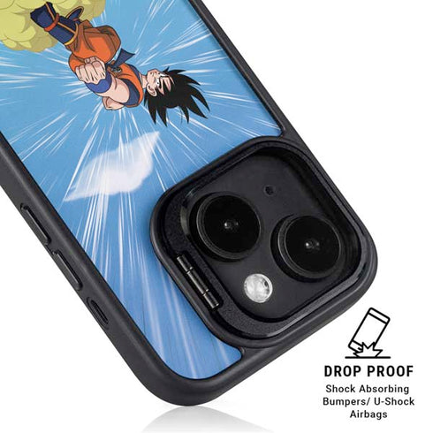 Dragon Ball Z Goku and Nimbus iPhone 15 Plus Kickstand Case