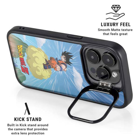 Dragon Ball Z Goku and Nimbus iPhone 15 Pro Kickstand Case