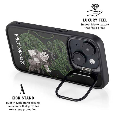 Dragon Ball Z Goku and Shenron iPhone 14 Kickstand Case