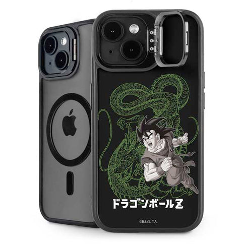 Dragon Ball Z Goku and Shenron iPhone 15 Plus Kickstand Case