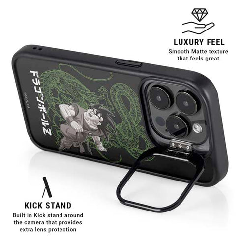 Dragon Ball Z Goku and Shenron iPhone 15 Pro Kickstand Case
