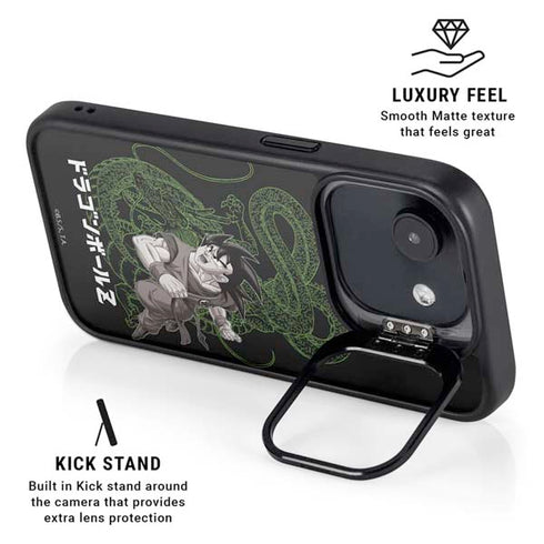 Dragon Ball Z Goku and Shenron iPhone 16e Kickstand Case