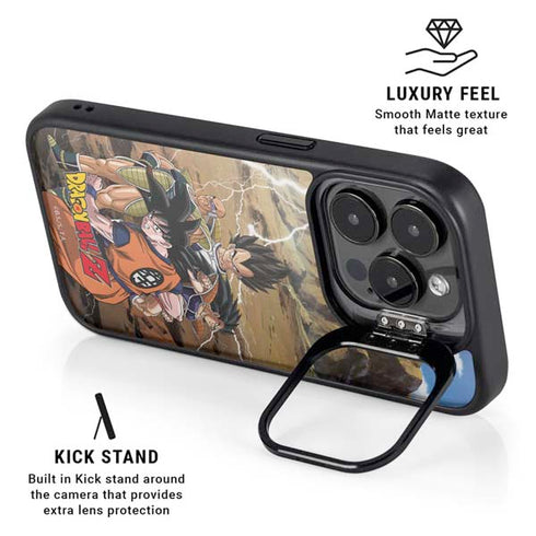 Dragon Ball Z Goku Versus Saiyans iPhone 15 Pro Kickstand Case