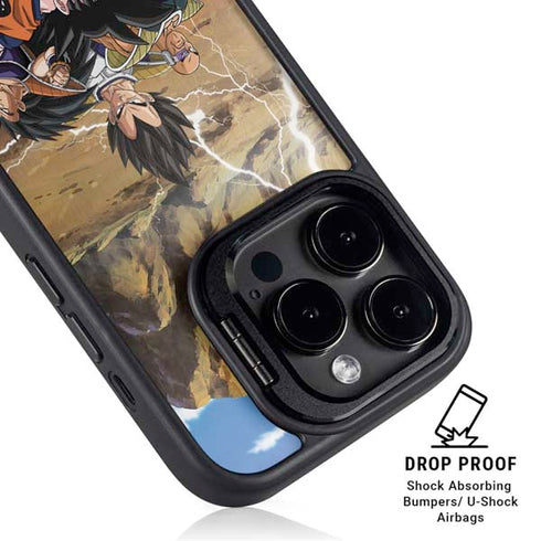 Dragon Ball Z Goku Versus Saiyans iPhone 15 Pro Kickstand Case