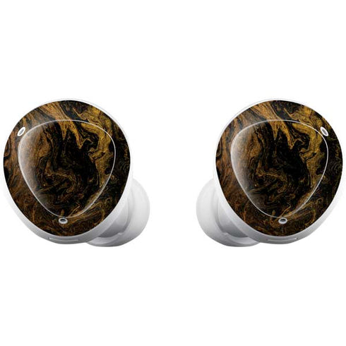 Gold and Black Marble Galaxy Buds Plus Skin