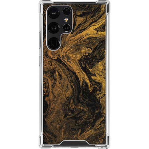 Gold and Black Marble Galaxy S23 Ultra Clear Case